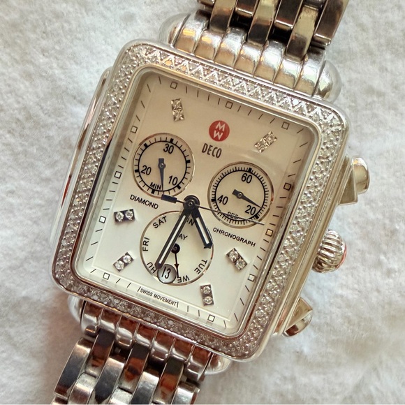 Michele Diamond DECO XL Chronograph Watch - Picture 6 of 16